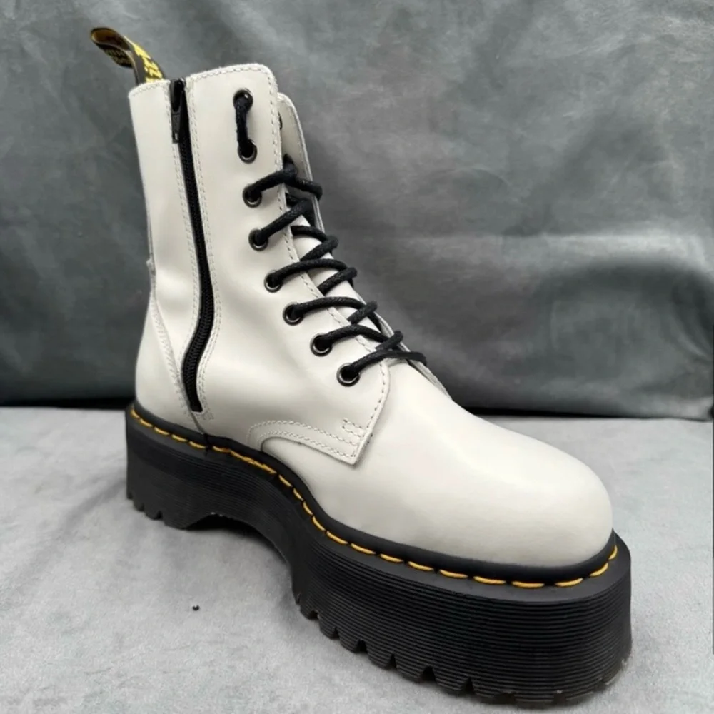 Dr. Martens Jadon Platform Boots Women’s US 8 White Smooth Leather Side Zip - Picture 7 of 11